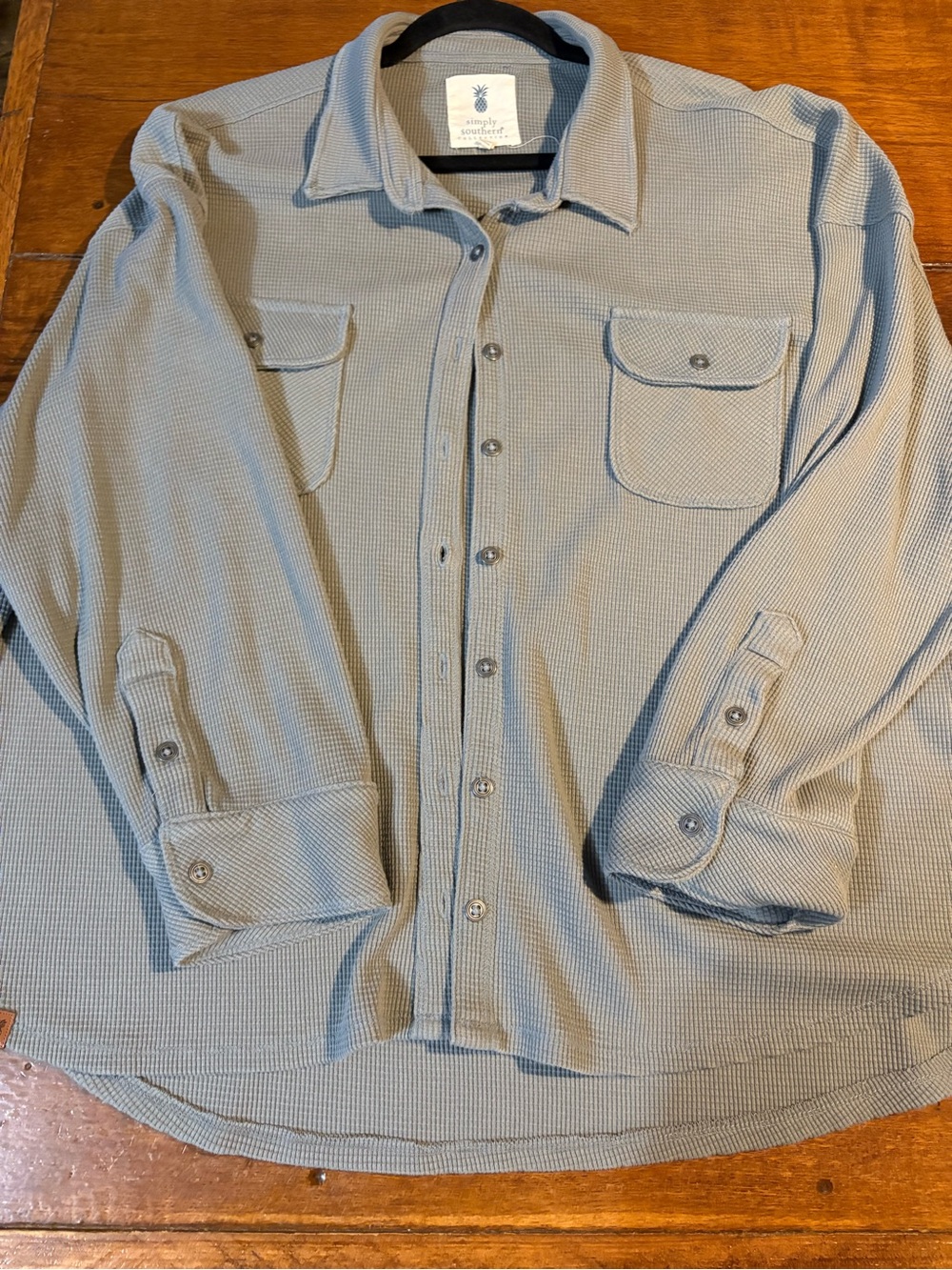 Simply Southern Light Gray Button-Up Shirt Jacket